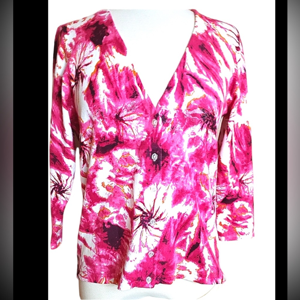 Jillian Jones 90’s pink floral cardigan sweater NWOT
